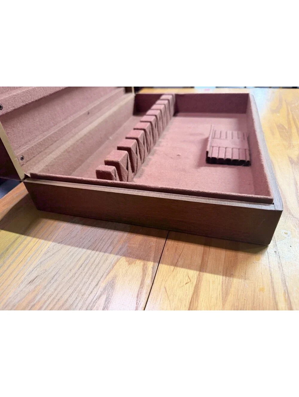 VTG NAKEN Tarnish Proof Silverware Wooden Chest Storage Box with Engraving Plate